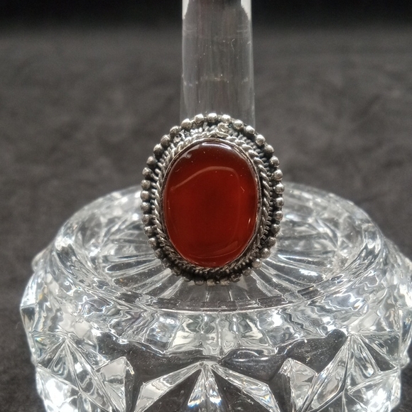 Jewelry - Elegant Silver and Red Gemstone Ring